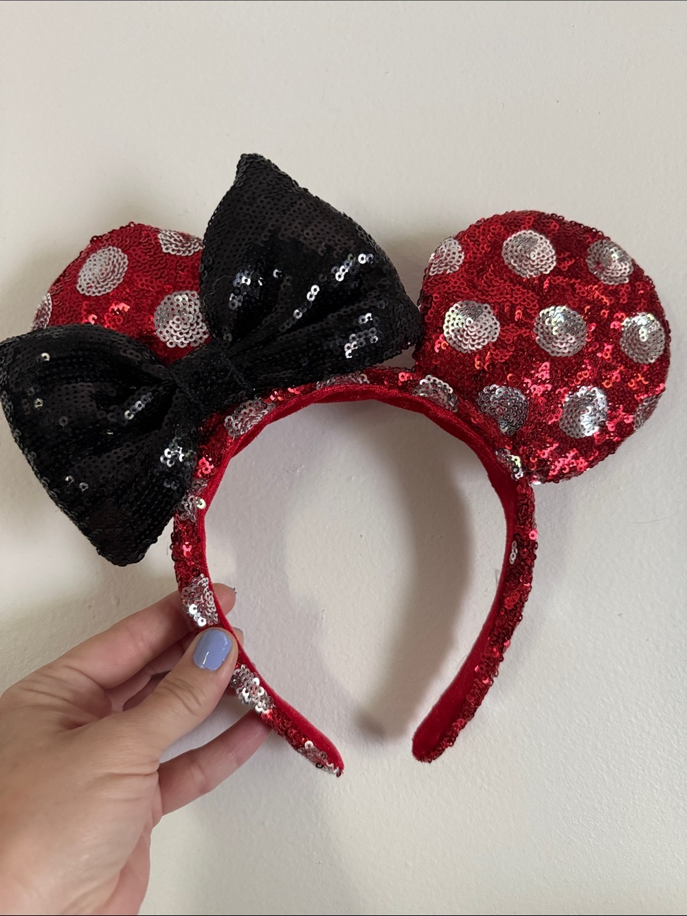 Disney Red and Black Sequin Minnie Ears Headband